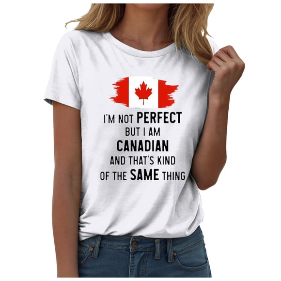 Women's Keep Canada Flag T Shirt Proud Statement Print T Shirt Shirts for Women with Sleeves Womens Long Sleeve T Shirt Tops Women Workout Shirt T Shirts Womens Long Sleeve Comfort Plain Shirt Short