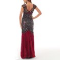 thumbnail image 4 of Mrat Off Shoulder Dresses Mode Femmes Confortable Décontracté Assemblé Gaze à Paillettes Manches Courtes Col Rond Robe Longueur Cheville Longues Robes pour Femmes Formel S-715 Bordeaux S, 4 of 4