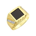thumbnail image 3 of RYLOS Men's Rings Yellow Gold Plated Silver Designer Ring With Diamonds and Black Onyx Black Onyx Rings For Men Size 13, 3 of 6