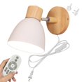 thumbnail image 1 of FSLiving Appliques Murales Télécommandées Réglables avec Cordon de Branchement Ampoule LED E26 Dimmable Lampe de Chevet Lecture Aluminium Abat-Jour Blanc Macaron Lampe Murale Industrielle pour Chambre - 1 Lumière, 1 of 9