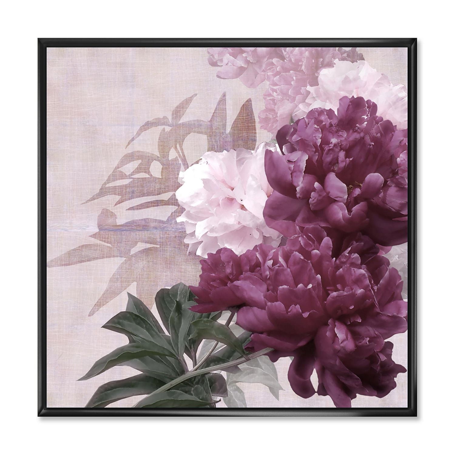Designart Vintage Purple and Pink Flowers I FLOAT FRAME WALL ART