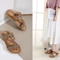 thumbnail image 1 of LSLJS Bohemian Flat Flower Rhinestone Sandals Outer Beach Sandals, Women's Slippers, 1 of 9