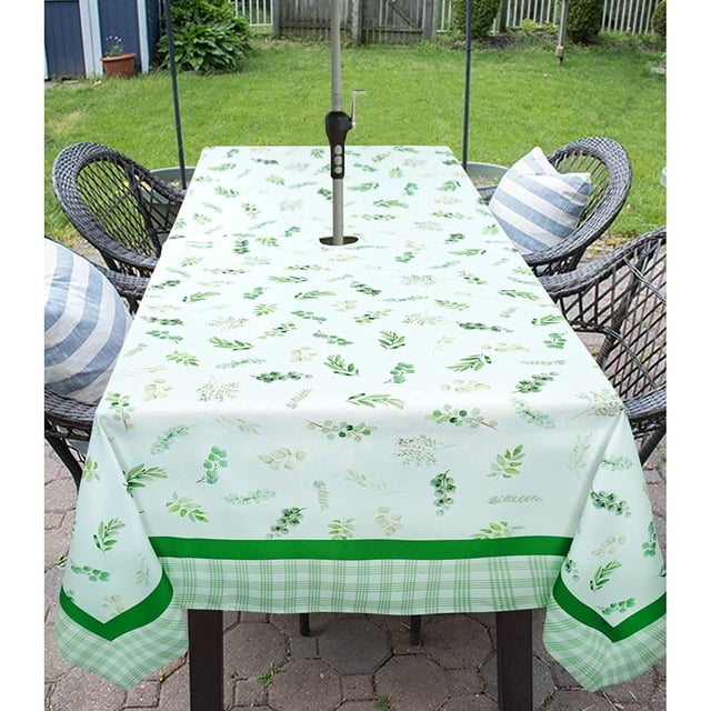 Waterproof Outdoor Tablecloth with Umbrella Hole for Rectangle Table 60x84inch Patio Table Cloth with Zipper