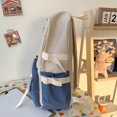 thumbnail image 3 of Women Cute Hit Color Backpack Student Canvas Knapsack with Pendant (Blue), 3 of 6