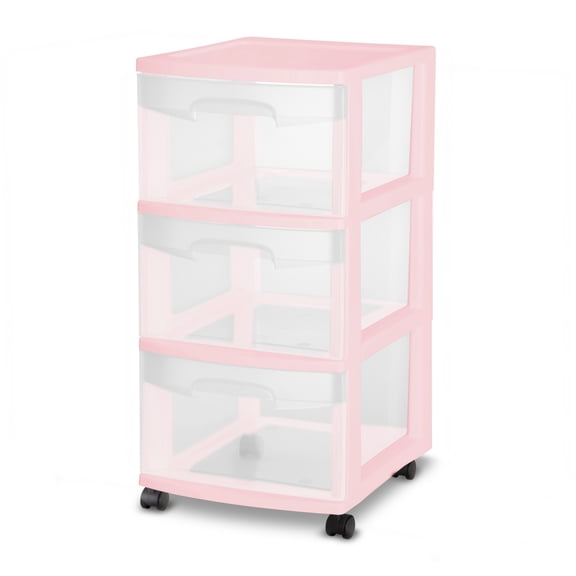 Sterilite 3 Drawer Cart, Pink