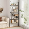 thumbnail image 2 of Costway 6-tier Ladder Shelf 72 Inches Industrial Wall Mounted Bookshelf Oak, 2 of 10