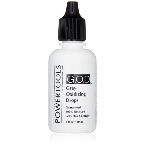 POWERTOOLS Gouttes Oxydantes Grises - Couvre les Cheveux Gris Résistants, Ajoute Profondeur et Brillance à Toute Couleur de Cheveux (1 Fl Oz, Liquide, Gris, Gris)