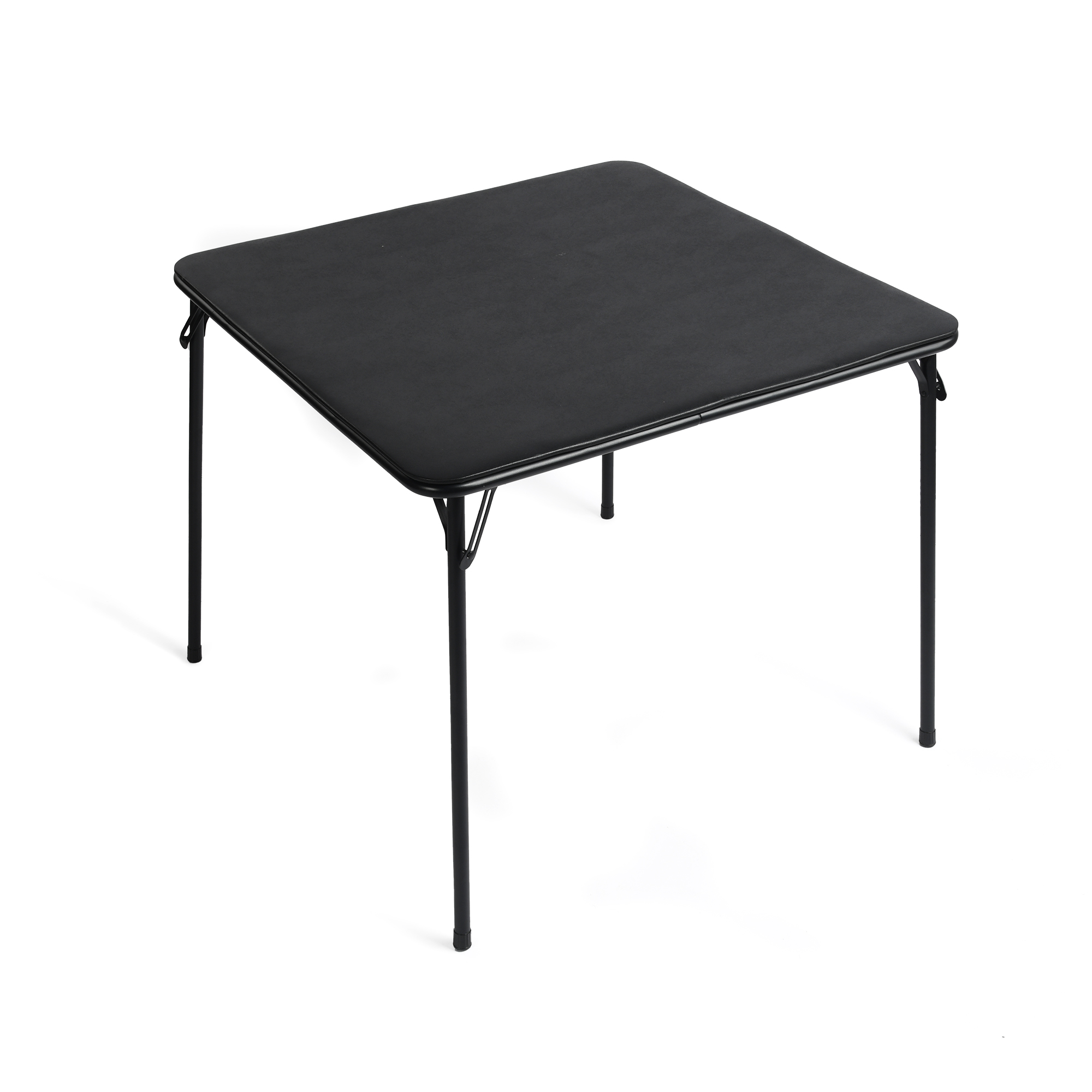 Homy Casa table pliante carrée 33,9 po, plateau PVC noir, pieds en métal, pour repas, jeux, fêtes et petits espaces
