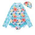 thumbnail image 1 of Kids Girls Rash Guard Bathing Suits Ruffle Floral Pattern Long Sleeve Sun Protection Toddler Bathing Suit Girl 6-7 Years Girls Clothing, 1 of 3