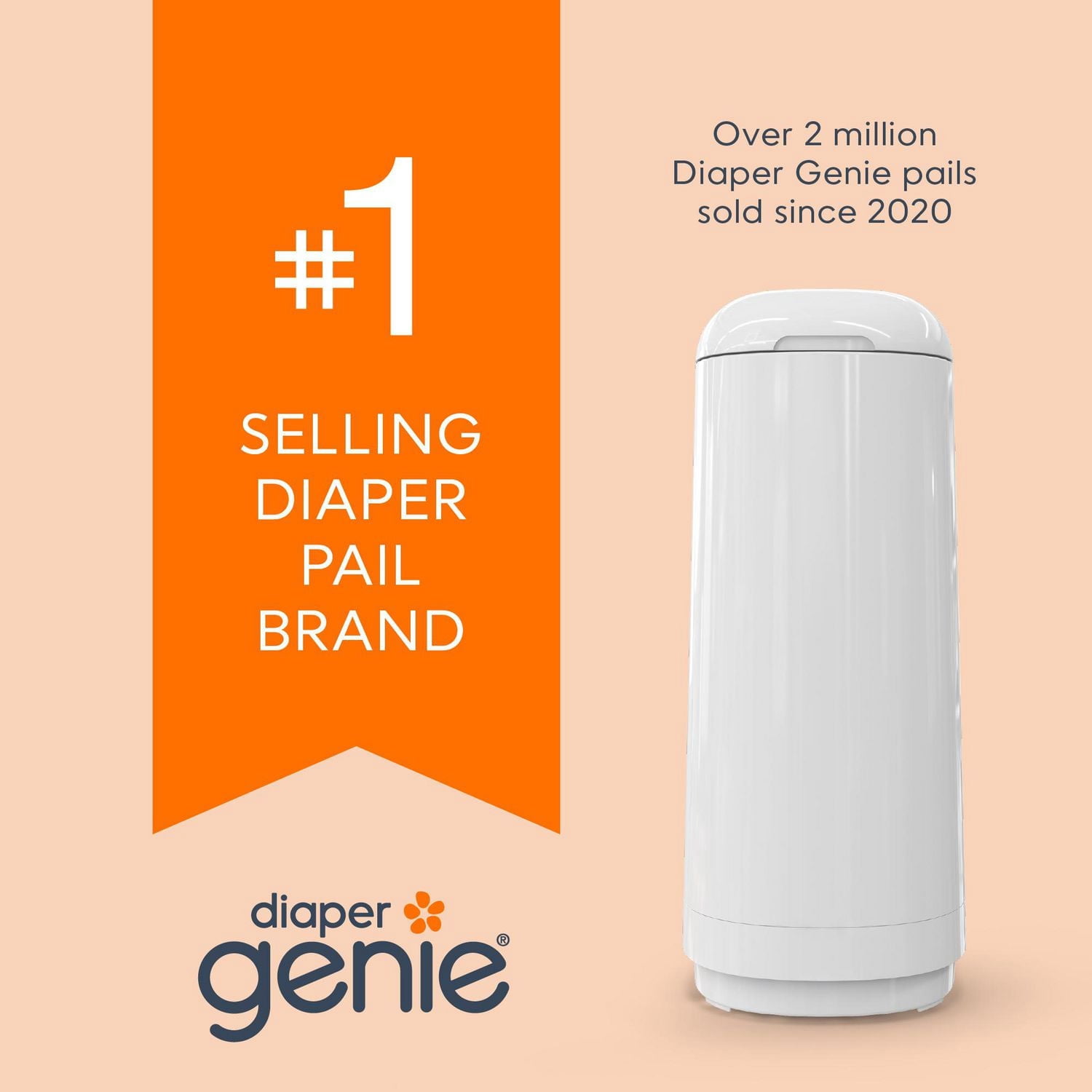 Diaper Genie Essence Diaper Pail, White, Odour-Locking Clamps