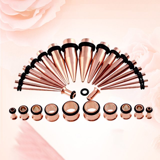 36Pcs Ear Stretching Tapers Kit Stainless Steel Ear Gauges Body Piercing Jewelry