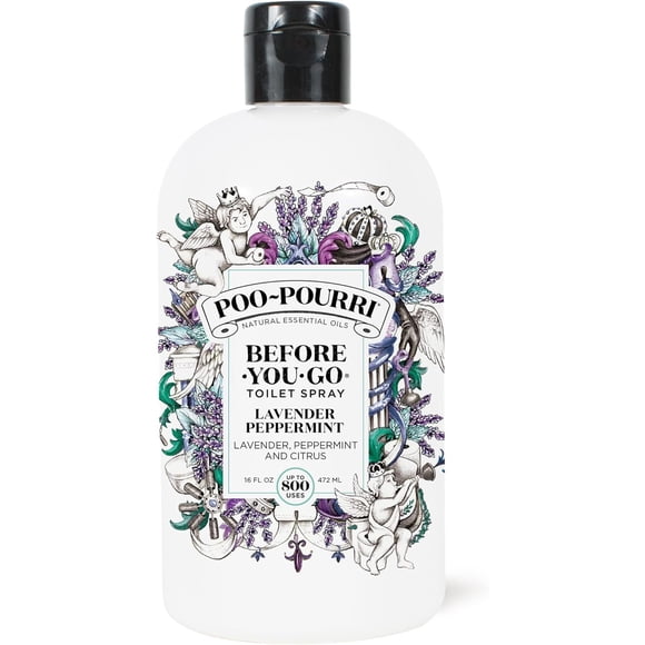 Poo-Pourri Recharge de Vaporisateur de Toilette avant de Partir, Lavande Menthe Poivrée, 16 Fl Oz, jusqu'à 800 Utilisations, Désodorisant d'Odeurs pour Salle de Bain avec Huiles Essentielles pour la Maison Ou le Travail, Lavande, Pep