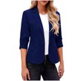 thumbnail image 1 of Timegard Vestes Formelles pour Femmes Manches 3/4 Froncées Couleur Unie Travail Affaires Décontracté Blazer Vestes de Complet, 1 of 8