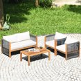 thumbnail image 4 of Costway Ensemble de Mobilier de Patio Extérieur en Bois 4 Pcs avec Coussins Blanc Rouge Housses de Coussin Ensembles Rouge, 4 of 10