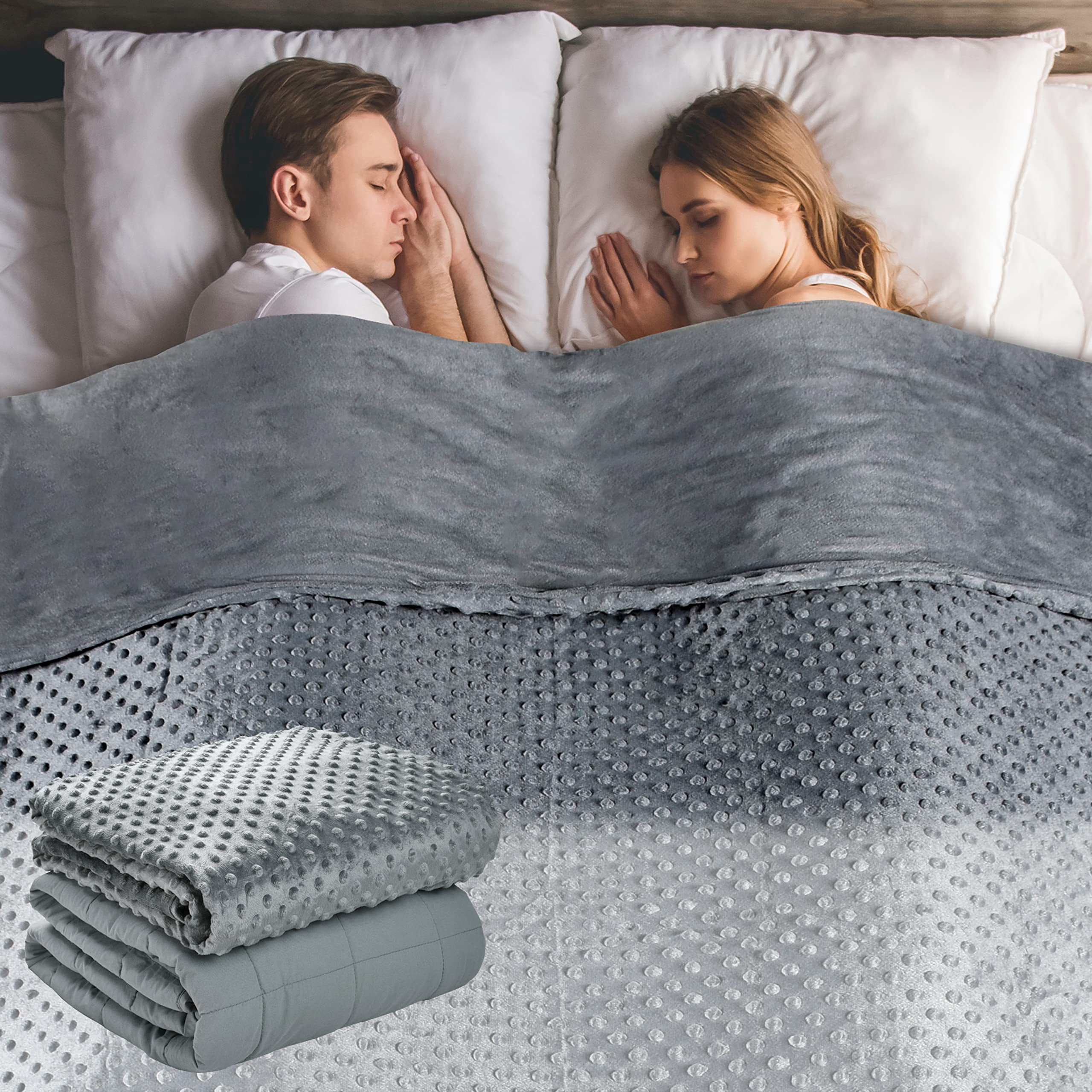 Weighted Blanket with 100% Cotton Cover, Breathable Comforter Heavy Blanket, Squares Glass Beads for Average Weight, for Good Rest and Deep Sleep, Full Size 48'x72' with 12lbs Fits 110-140lbs Adult