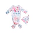 thumbnail image 1 of Xingqing 2PCS Newborn Infant Baby O-Neck Floral Cartoon Print Sleeping Pocket Round Hat, 1 of 8