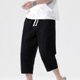 thumbnail image 4 of Birdeem Mens Fashion Drawstring Elastic Waist Pocket Casual Sweat Capris Pants, 4 of 12