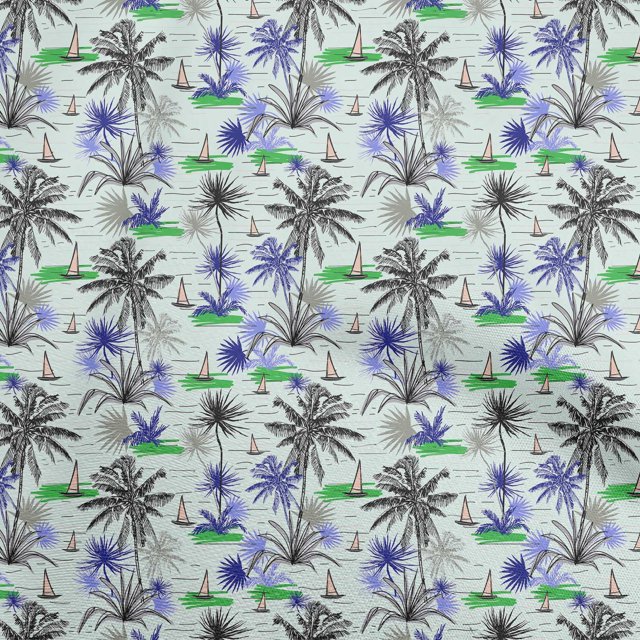 oneOone Rayon Dark Purple Fabric Sea Life Pattern Sewing Material Print Fabric By The Yard 56 Inch Wide