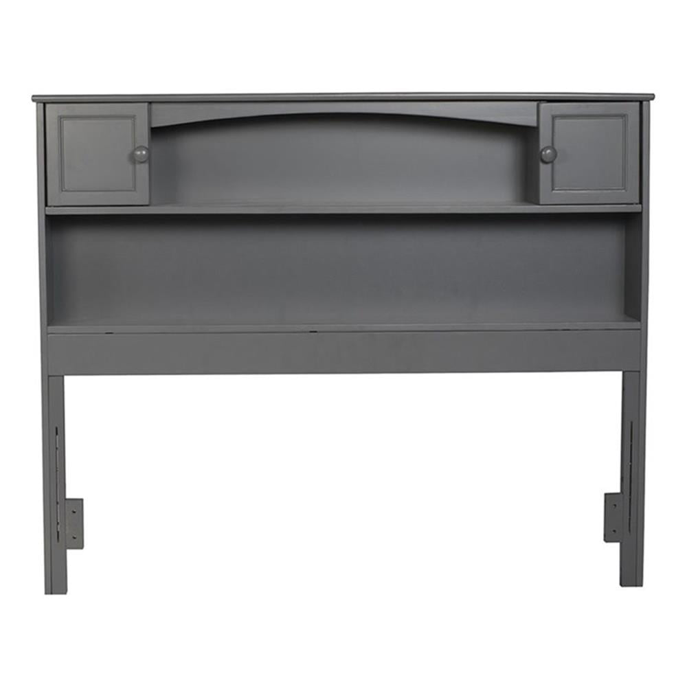 Bowery Hill Full Wood Bookcase Headboard with Device Charger in Gray