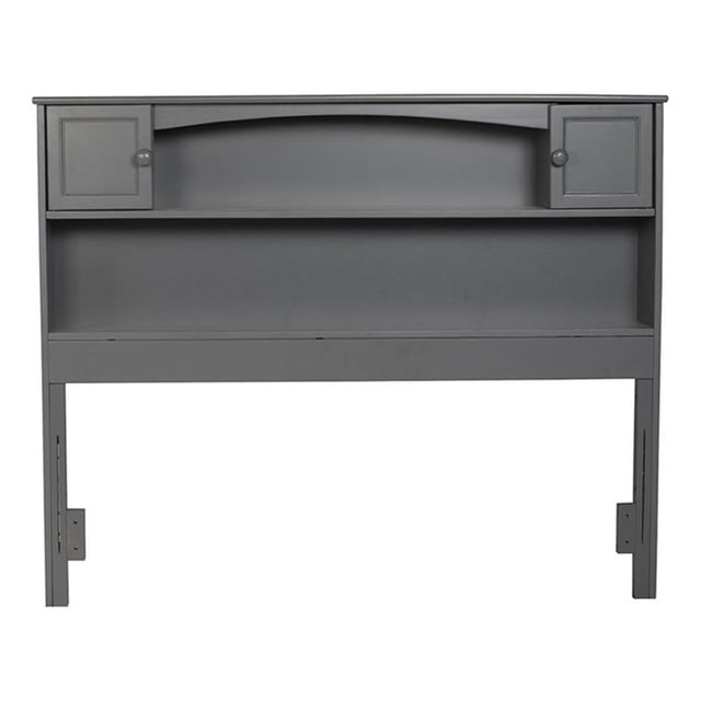 Bowery Hill Full Wood Bookcase Headboard with Device Charger in Gray