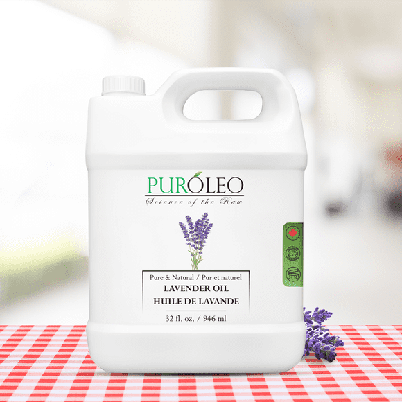PUROLEO Lavender Essential Oil 32 Fl Oz/946 ML (Packed In Canada) 100% Pure Natural Undiluted Cold Pressed for Aromatherapy Therapeutic Grade Aromatherapy Oil for Sleep