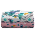 thumbnail image 4 of Disney Lilo and Stitch Denim Hawaïen Ensemble de Draps 4-Pièces pour Lit 2 Places, Pour Enfants, 100% Polyester, 4 of 5