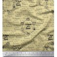 thumbnail image 1 of Soimoi Beige Rayon Fabric To Travel Is To Live Text Print Fabric by the Yard 56 Inch Wide, 1 of 2