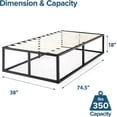 thumbnail image 3 of Zinus Joseph 18 inch Black Metal Platform Bed Frame, 3 of 8