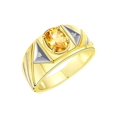 thumbnail image 3 of RYLOS Men's Rings 14K Yellow Gold Ring Classic Designer Style 8X6MM Oval Gemstone & Diamond Ring Citrine Birthstone Rings For Men Size 12, 3 of 7