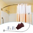 thumbnail image 1 of IFANLANDOR Tringle de Rideau de Douche Courbée 3 Pcs en Métal Argenté Ajustable pour Utilisation dans les Coins de Salle de Bain, 1 of 6