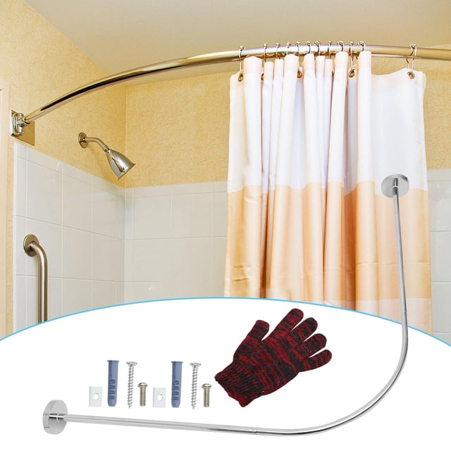 IFANLANDOR Tringle de Rideau de Douche Courbée 3 Pcs en Métal Argenté Ajustable pour Utilisation dans les Coins de Salle de Bain