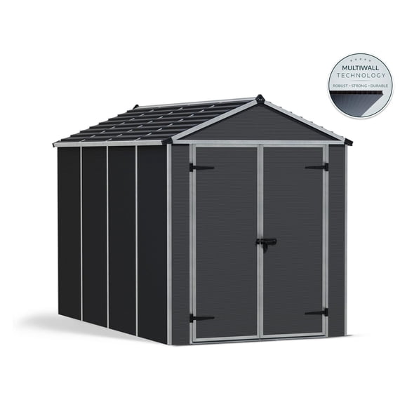 Rubicon 6 ft. x 10 ft. Dark Grey Garden Storage Shed
