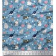 thumbnail image 1 of Soimoi Cotton Duck Fabric Heart,Footprint & Cat Animal Printed Fabric 1 Yard 56 Inch Wide, 1 of 3