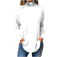 thumbnail image 1 of FAIWAD Women's Turtleneck Long Sleeve Tops Basic Layering Irregular U Hem Soft Underwear Tunic Tops, 1 of 3