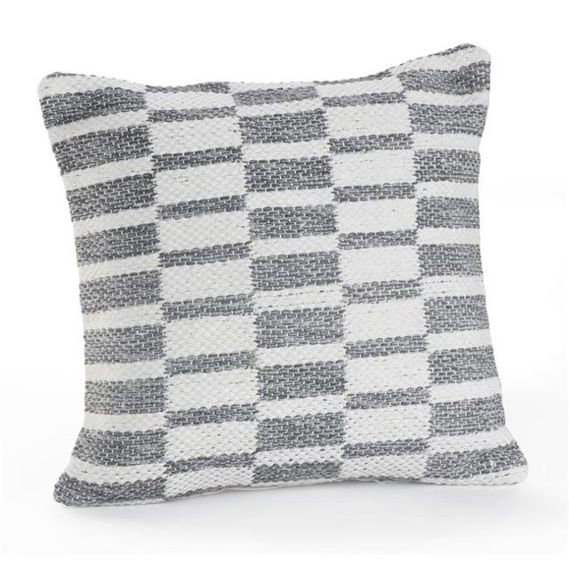 LR Resources PILLO07401GYWIIPL 18 x 18 Po Dimensions Échelle Rectangle Jeter Oreiller - Gris Blanc