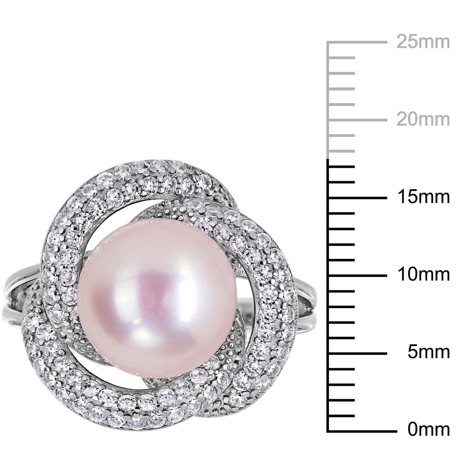 Bague entrelacée Miabella avec perle rosée cultivée d'eau douce et zircons cubiques 3/4 CT PBT en argent sterling