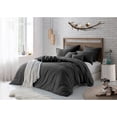 thumbnail image 1 of Swift Home Ultra-Soft Prewashed Wrinkle Texture Duvet Cover Set, Solid, Charcoal Grey, Queen, 1 of 3