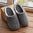 thumbnail image 2 of Mens and Womens Furry Slippers Flannel Lining Close Toe Solid Color Simplicity Thick Bottom Memory Foam Comfortable Non-Slip Warm Winter Home Slippers Gray, 2 of 6