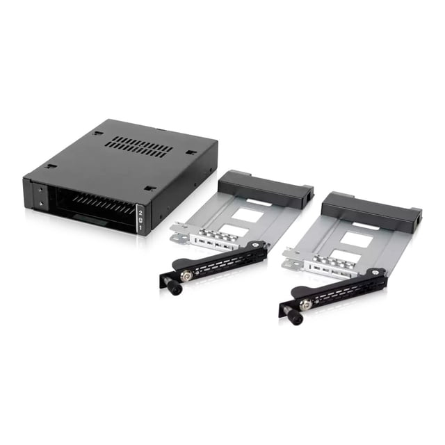 ICY DOCK Support Mobile Robuste Tout en Métal 2 x 2,5” SATA/SA HDD et SSD pour Baie de Lecteur Externe 3,5 Pouces avec Verrouillage de Clé et Conception à Vis pour Pouce / ToughArmor MB492SKL-B