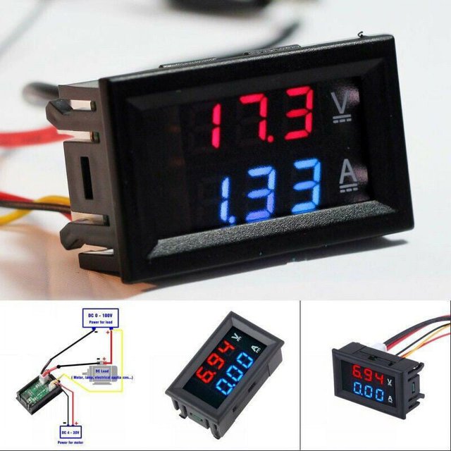 Dual LED 3 Digit Digital DC 100V 10A Voltmeter Ammeter Voltage Amps Power Meter