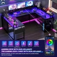 thumbnail image 4 of U Shaped Desk, 126 Inch Gaming Desk with Monitor Stand and LED Lights, Reversible Shaped Large Computer Desk with Power Outlets, Large Corner Office Desk with Storage Bag and Hooks, 4 of 9