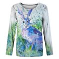 thumbnail image 4 of Chemises pour Femmes, Imprimé Animal Original, Col Rond, Manches Longues, Hauts Décontractés, Blouse, Blouse pour Femmes en Liquidation, 4 of 5