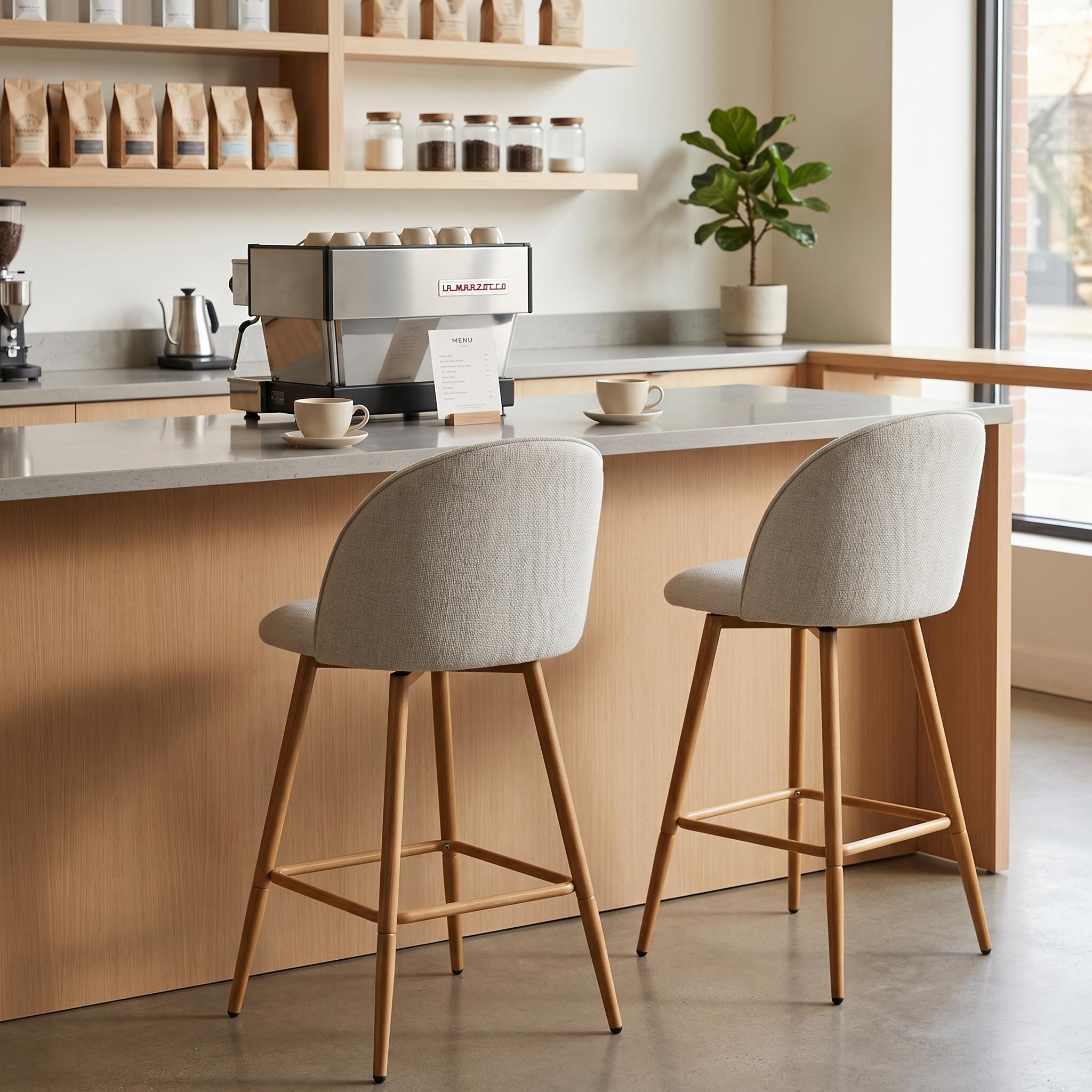 Homy Casa ensemble de 2 tabourets de comptoir pivotants, rembourrés pour îlot de cuisine et bar, beige