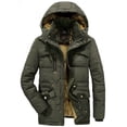 thumbnail image 2 of RKSTN Mens Fleece Jacket Winter Velvet Thickened Plus Size Jacket Solid Color Windproof Warm Cotton Padded Hooded Coat, 2 of 5
