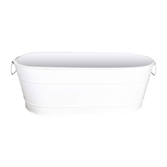 GUOOL Galvanized Oval Beverage Tub Ice Holder Ice Bucket for Drinks Hotel White