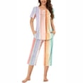 thumbnail image 1 of Rbaofujie Ensembles de Pyjama pour Femmes T-Shirt de Nuit à Col Rond à Imprimé Dégradé à Manches Courtes et Ensembles de Pantalons Vêtements de Détente Pyjamas avec Poches Robes de Nuit et Tenues de Sommeil, 1 of 6