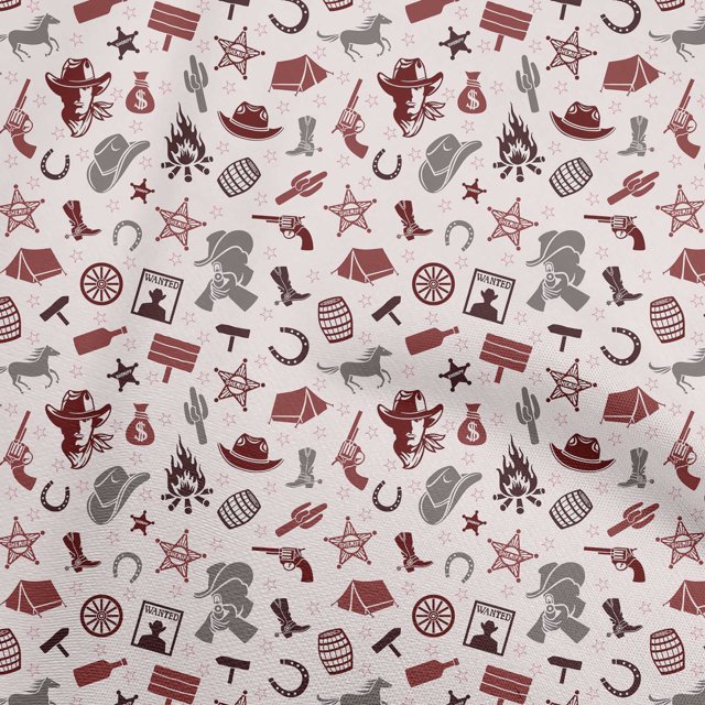 oneOone Cotton Flex Light Pink Fabric Cowboy Sewing Craft Projects Fabric Prints By Yard 40 Inch Wide