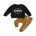 thumbnail image 1 of Baby Boys Pants Set  Long Sleeve Crew Neck Letters Print Sweatshirt with Elastic Waist Sweatpants Infant Clothes, 1 of 7