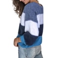 thumbnail image 5 of WUANDIXFA Chandail d'Automne à Col Rond pour Femmes, Hauts Tricotés, Chandail à Blocs de Couleur, Chandail Décontracté d'Hiver à Manches Longues, Bleu, 2TG, 5 of 5