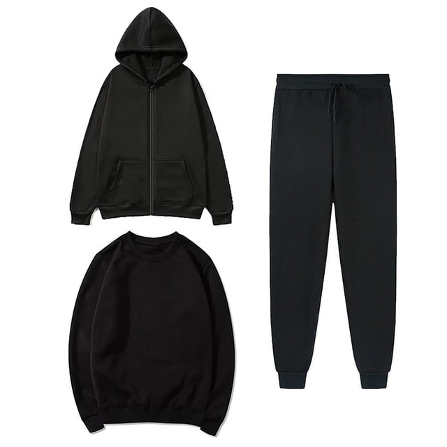 MeetoTime Women's 3 Piece Outfit Tracksuit Pullover Top Hooded Sweatshirt and Sweatpants Lounge Set